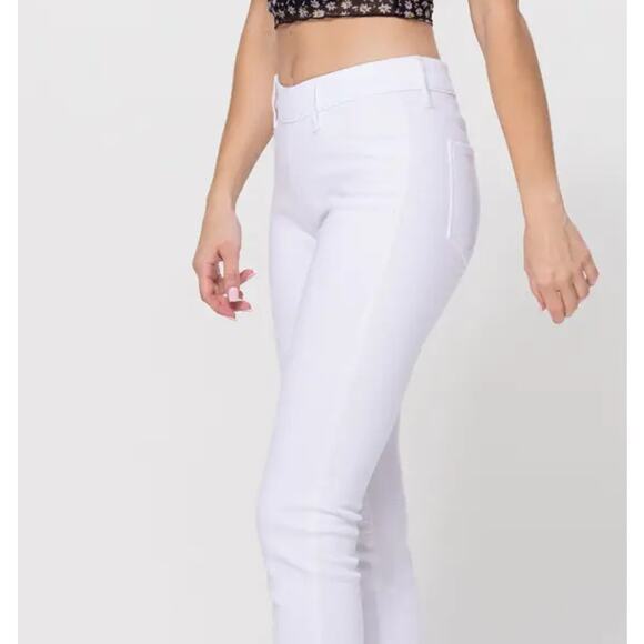 Cello Mid Rise Pull On Double Rolled Cuff Crop Skinny Pants White Size XL - Picture 3 of 11